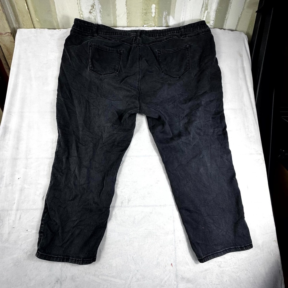 Avenue Denim Cropped Jeans Womens 28P Black Comfortable Casual Wear Straight Leg